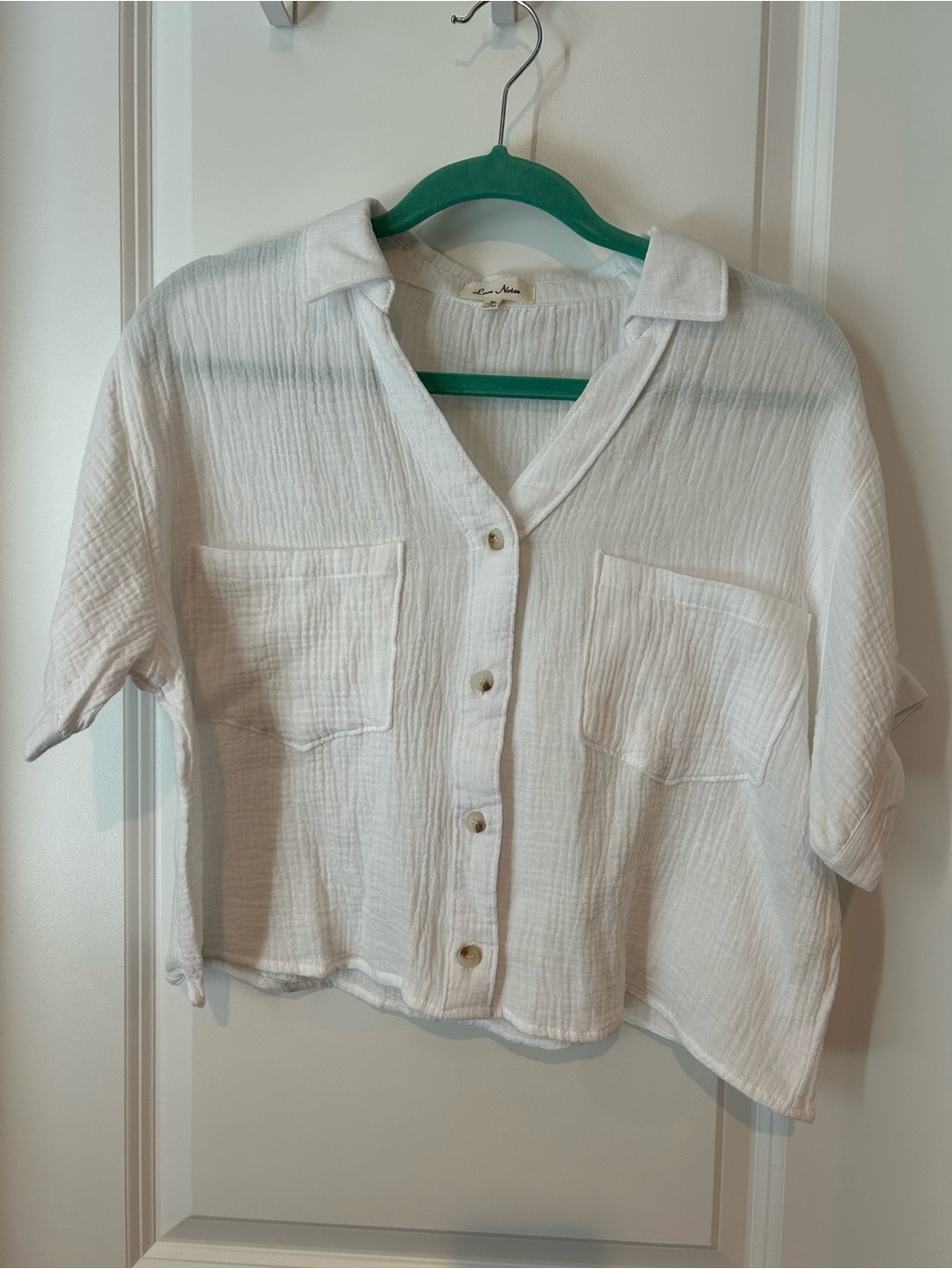 Love Notes White Button Crop Top